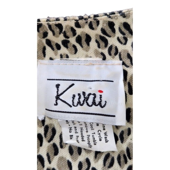 Vintage Kwai Blazer Jacket Women Size‎ 8 Double Breasted Animal Print Lapelless - Picture 3 of 6